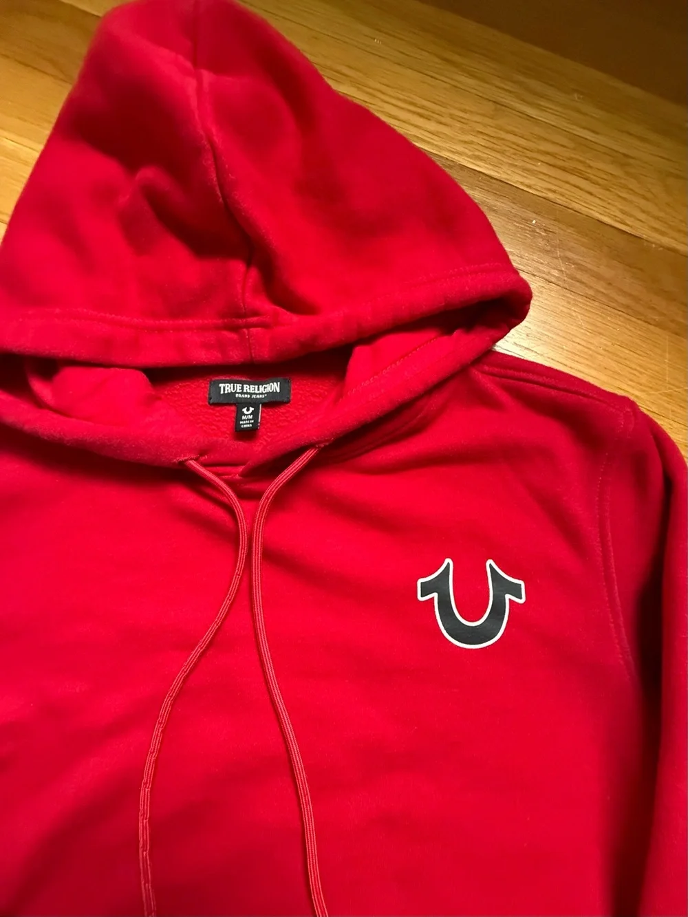 True Religion Red Graphic Hoodie with White Logo
